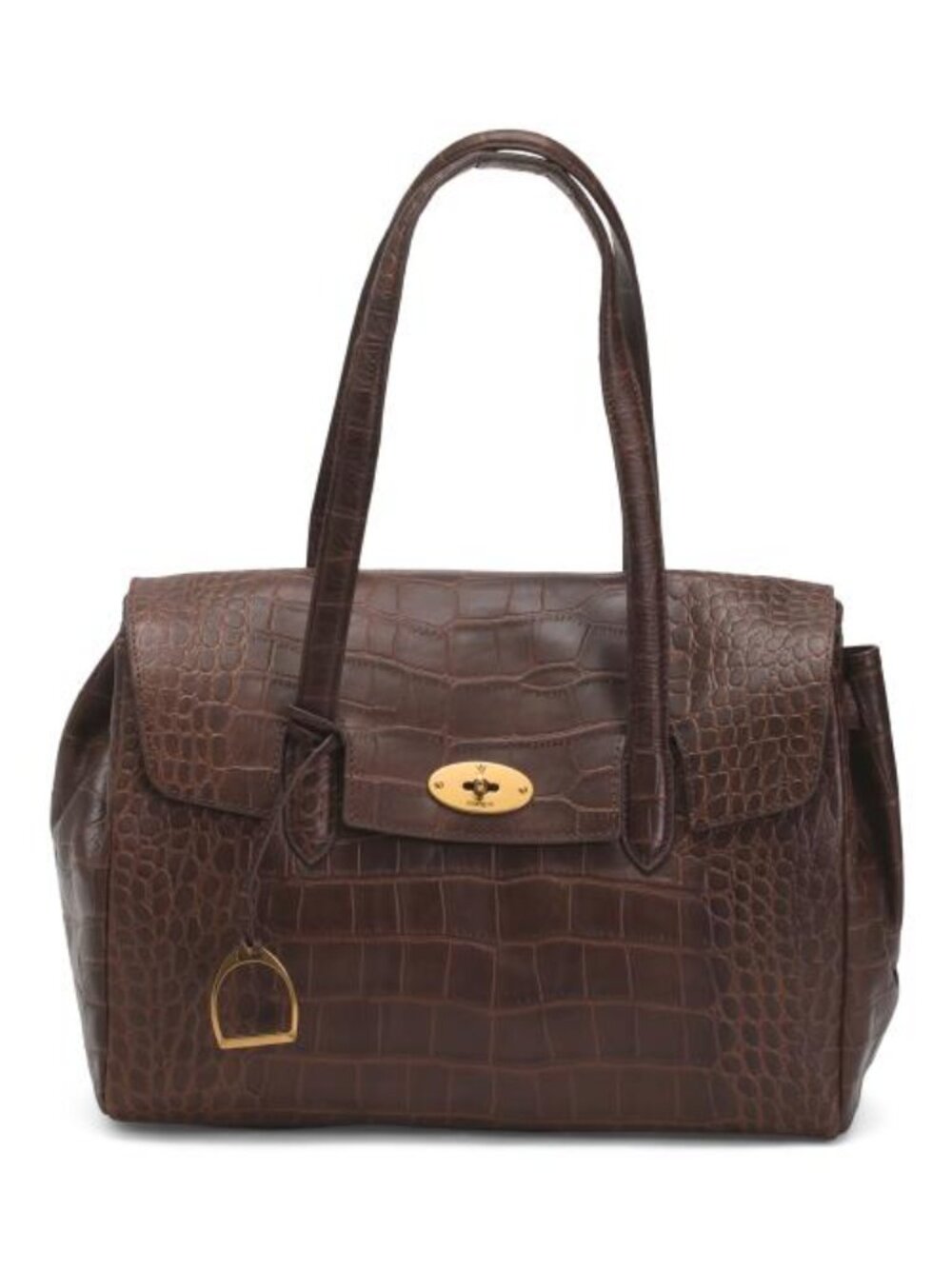 MARGOT BLACK LABEL Leather Victoria Croc Embossed Double Handle Tote